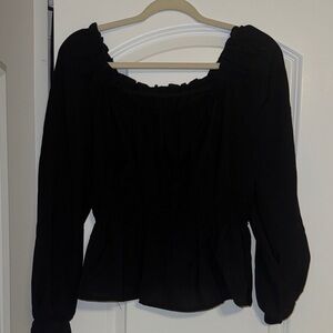 SHEIN Black Ruched Blouse